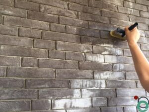 Baksteengevel met duidelijke uitbloeiing die verwijdert wordt met Chemifor ZVW SP2