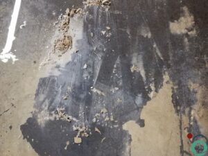 Kalkvlekken zichtbaar op een betonnen vloer in een industriële omgeving