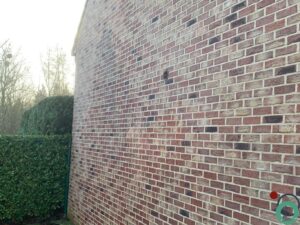 Verfresten op baksteen worden verwijderd met een gerichte reinigingstechniek